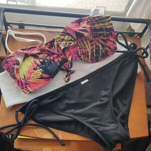 Zaful Neon Palm Print Bikini Set